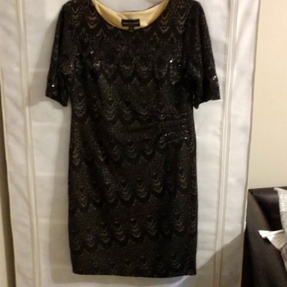 Black & Tan Sequin Dress 8P